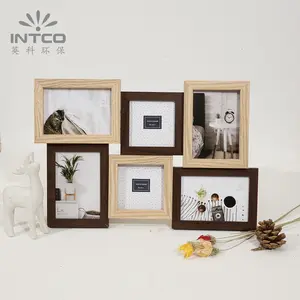 INTCO Light and Dark Wood Hot Multi Photo Picture Collage Frame