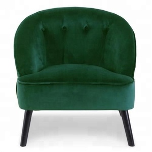 Luxury Hotel Big Armchair with Wood Legs <strong>Green</strong> Velvet <strong>Accent</strong> <strong>Chair</strong> - Product Image 1
