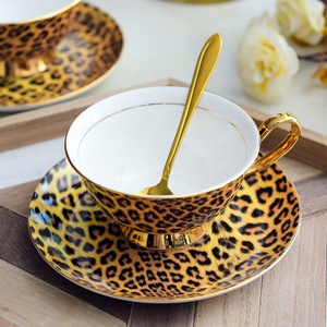 Xương Trung Quốc cổ điển Leopard <span class=keywords><strong>Tea</strong></span> Cup và chiếc đĩa đặt sang trọng sứ ly cà phê món ăn với logo của bạn - Product Image 4