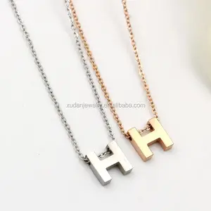 Stainless Steel Silver Gold Filled Letter Alphabet Initial Capital H Necklaces Pendants Body Jewelry
