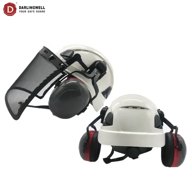 Darlingwell capacete de malha com protetor facial, protetor de rosto com protetor de orelha para segurança florestal ansi