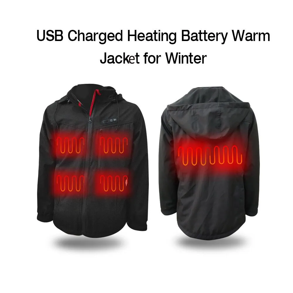 Uzak kızılötesi kış elektrikli ceket tilki kürk düğmesi ile su geçirmez sıcak deri Polyester ısıtmalı Hoodie dekorasyon balıkçılık için