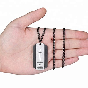 In Acciaio Inox Bible Verse Proverbi 4:23 Croce Dog Tag Pendente Della Collana per Gli Uomini - Product Image 2