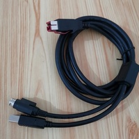 Kabel USB Bertenaga 24V dengan Konektor Hosiden 3pin Din dan USB B Male untuk Printer POS NCR
