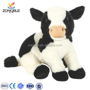 Peluche de veau <span class=keywords><strong>Holstein</strong></span> super douce OEM d'usine, tacheté noir et blanc, jouet en peluche d'animal de ferme, cadeau pour enfants et décoration intérieure - Product Image 1