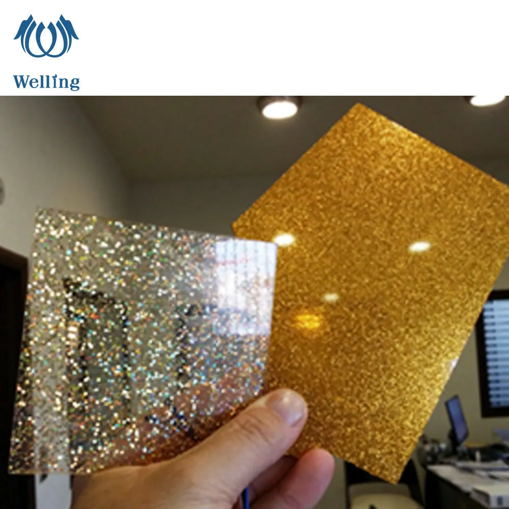 Welling di fabbrica a buon mercato Acrilico 3mm oro glitter Acrilico fogli foglio