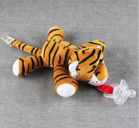 Échantillon gratuit bavoir pour bébé en peluche sucette d'animal jouet en silicone avec anneau de dentition/jouet sucette