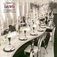 Table de mariage demi-lune en forme de S avec plateau en MDF blanc, table à manger
