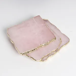 Bán Buôn Tinh Thể Tự Nhiên Rose Quartz Slice Đế Lót Ly Màu Hồng Để Sử Dụng Nhà Và Hàng Thủ Công