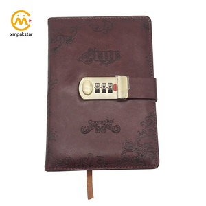 Customizable Deboss logo Vintage PU Leather Cover Planner Lockable <strong>Diary</strong> Journal Notebook <strong>with</strong> <strong>Lock</strong> - Product Image 2
