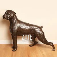 Outdoor lebensgroße Metallguss Boxer Hund Bronze Skulptur