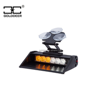 6 LED Parabrisas Luz intermitente 15 Modos de flash Blanco Ámbar Advertencia Seguridad Coche Luz estroboscópica para camión