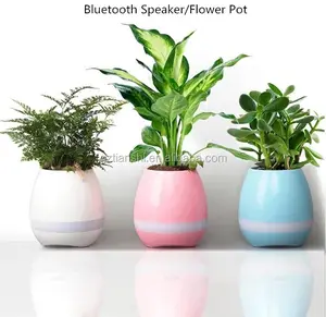 Smart Music Touch Sensor LED Light Speaker Built-in rechargable 1200mah battery Flower Pot Plant Bluetooth Speaker