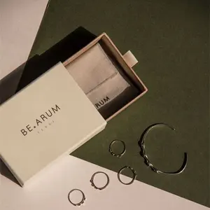 Wholesale custom logo printed display small luxury cardboard wedding ring sliding drawer gift box paper jewelry packaging box
