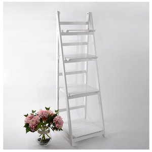 Estante de flores soporte de plantas estante de macetas libro de exhibición unidad de almacenamiento de escalera plegable de madera de <span class=keywords><strong>4</strong></span> niveles, blanco - Product Image 5