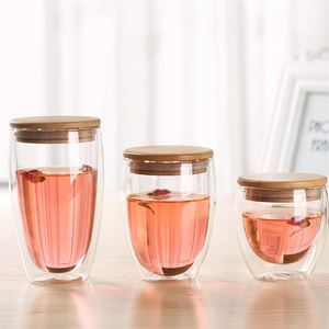 Wholesale Double Wall Glass Tea <strong>Cup</strong> <strong>Set</strong> Reusable Glass Coffee Mugs, Glass Mug With Bamboo Lid Coffee and Tea <strong>Set</strong> - Product Image 4