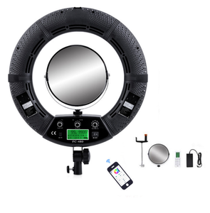 Anillo de Luz LED RGB FC-480 con Control por Aplicación, Luz de Video para <span class=keywords><strong>Belleza</strong></span>, Uñas, Fotografía, Estudio de Cine, Lámpara de Anillo + Trípode + Bolsa - Product Image 1