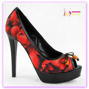 Melissa red flower girl dress shoes peep toe zapatos mujer plataforma mujeres sexy zapatos de tacones altos - Product Image 1