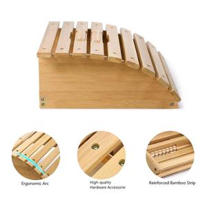 Reposapiés de bambú, taburete de pie debajo del <span class=keywords><strong>escritorio</strong></span>, reposapiés con rodillos masajeadores para oficina y hogar - Product Image 2