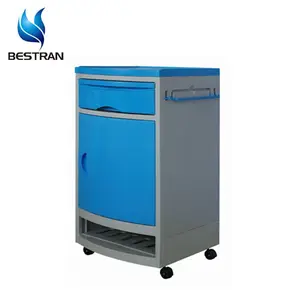 BT-AL003 Cheap hospital mobile ABS plastic Bedside cabinet hospital bedside locker blue color with shoe shelf price