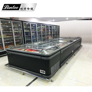 Réfrigérateur de présentation d'îlot avec porte coulissante en verre en acier inoxydable de grande capacité - Product Image 3