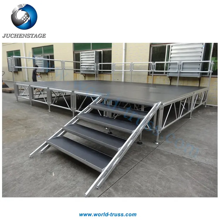 Groothandel Buiten Zwart Buitenshuis Mobiel Podium Platform Assembleren Draagbare Aluminium Podium