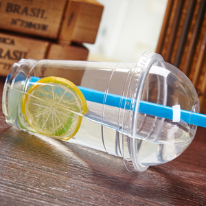 Bicchiere di Plastica Usa e Getta Personalizzabile con Logo Stampato, Trasparente, con Coperchio e Cannuccia, <span class=keywords><strong>500</strong></span> <span class=keywords><strong>ml</strong></span> - Product Image 4