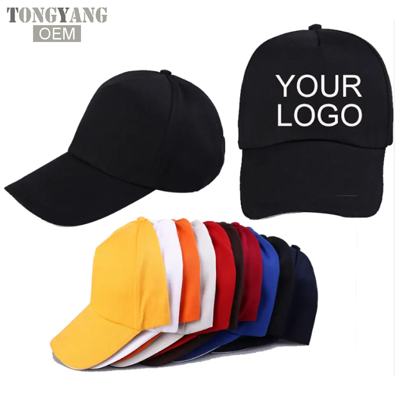 TONGYANG Custom baseball hat print logo text photo embroidery gorra casual solid hats pure color black Snapback hats