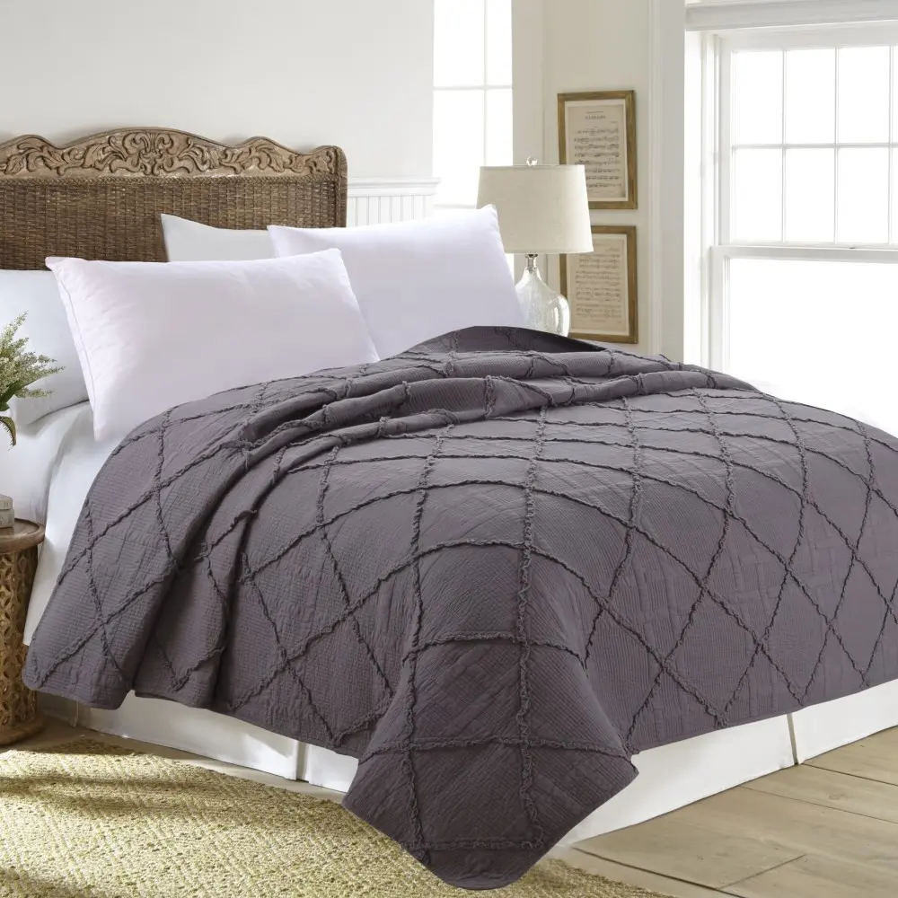 Solid Checked Design Rüschen Muster Tages decke Bett Quilt