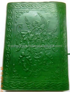 Venta al por mayor diario de cuero verde diseño de flores en relieve vintage hecho a mano - Product Image 2