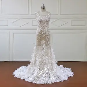 최신 디자인 웨딩 드레스, 아름다운 3D 꽃 신부 가운 도매 여성 신부 드레스