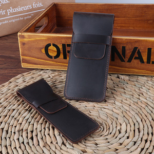 Astuccio Multifunzionale in Vera Pelle per Penne, Porta Pennelli da Trucco, Custodia Artigianale Stile Vintage in Pelle Crazy Horse - Product Image 6