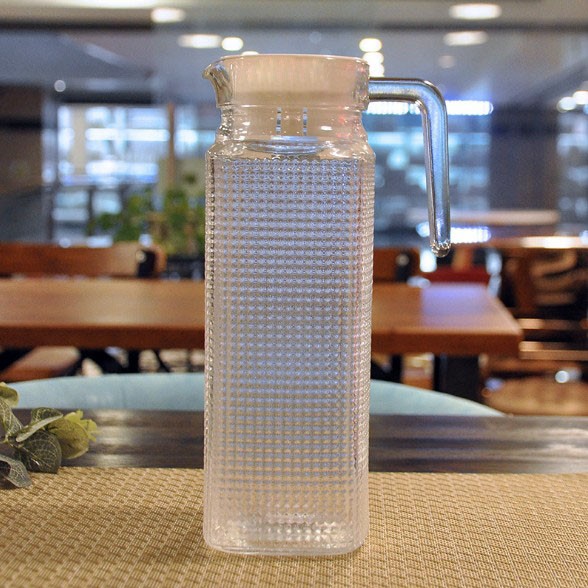 Glass Water Pitcher With Lid Beverage Glass Carafe For Juice Lemon Water Tea Glass Jug