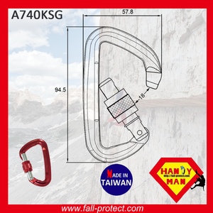 คาราไบเนอร์อลูมิเนียมสำหรับปีนเขา A740KSG, แบบเกลียวล็อค, รับน้ำหนักได้ 24KN - Product Image 2