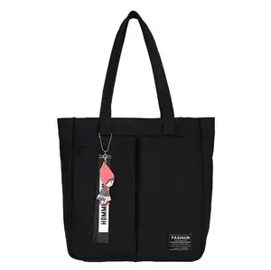 Yeniden kullanılabilir bakkal kumaş pazarı büyük kapasiteli tuval kadın alışveriş çantası bayan çanta Tote omuz çantaları özel logo