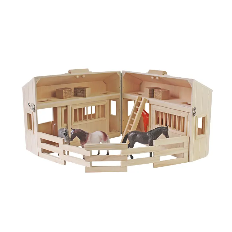 Granja de animales de madera para niños, juguete de caballo, W06A166, venta al por mayor, barato