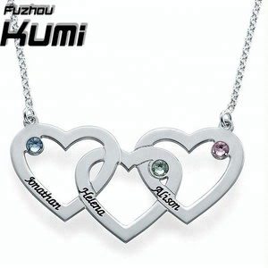 Amor joyería collares de moda con tres nombre Piedra - Product Image 1