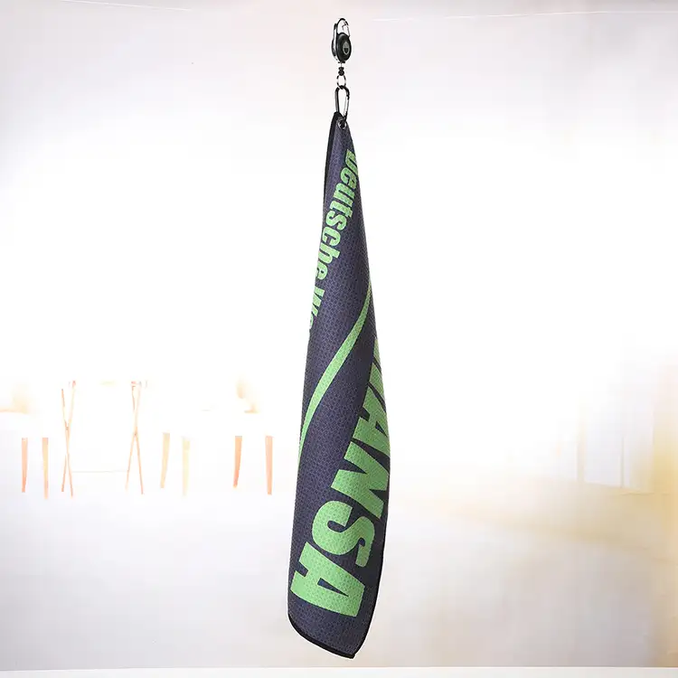 Bán Buôn Tùy Chỉnh Logo Bền Nhanh Khô Golf Bóng Làm Sạch Vải Sợi Nhỏ Terry Với Treo Khóa Clip Mini Golf Sport Khăn