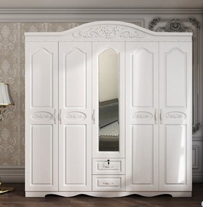 Semplice moderna piastra cinque porte <span class=keywords><strong>armadio</strong></span> pastorale coreano in legno combinazione economia con specchio bianco guardaroba - Product Image 5