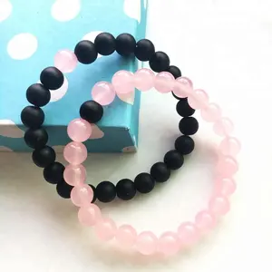 Pulseira amantes de onix preta fosca, moda