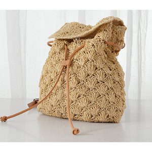 Fashion <strong>Bag</strong> for Ladies Holiday Backpack Woven <strong>Straw</strong> <strong>Bag</strong> Beach Handmade - Product Image 4