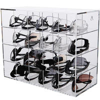 Boîte à lunettes murale avec tiroir Organisateur de lunettes en verre plexi Mallette de rangement pour lunettes de soleil en acrylique à 4 niveaux