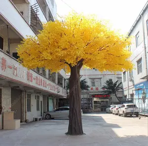 Grand arbre pour décoration de Restaurant, 1 pièce, plante artificielle de couleur jaune, arbres