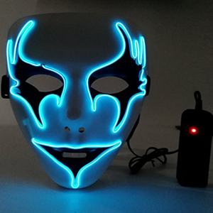 2020 Halloween e Dia da Mentira <span class=keywords><strong>Horror</strong></span> LED <span class=keywords><strong>Clown</strong></span> Mask Light-Up Cosplay Traje com Logotipo Personalizado Assustador El Wire Mask - Product Image 3