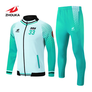 Conjunto Deportivo de Fútbol para Hombre de Alta Calidad Personalizado en Azul Claro, Chándal de Entrenamiento Deportivo de 2 Piezas, Chaqueta de Fútbol para Hombre - Product Image 4