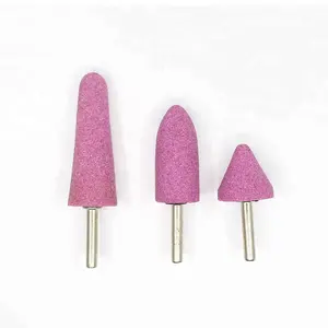 Pink Stones REAMER Shank Mounted Stone Grinding Stainless Steel 6mm Polishing Abrasive Block Ceramic Bond Alumina Oxide HYMP045