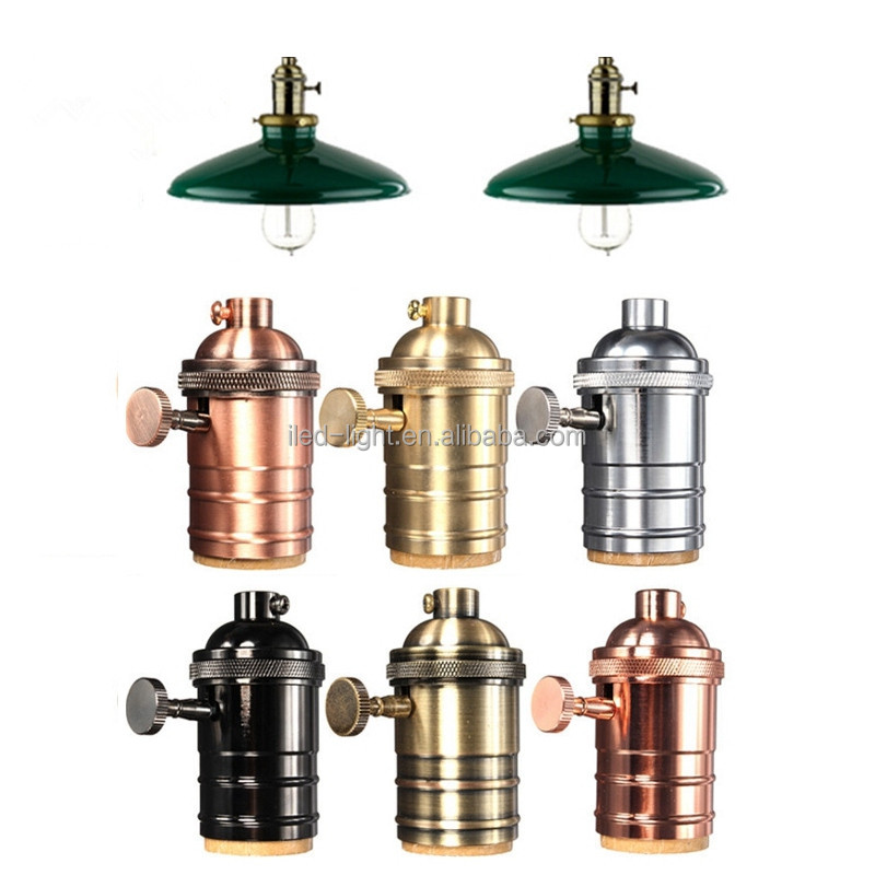 Цветной винтажный подвесной светильник E27, латунный светильник с розеткой