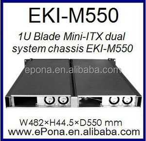 1U Lame Mini-itx double système châssis rackable, boîtier de serveur industriel cas EKI-M550 - Product Image 5