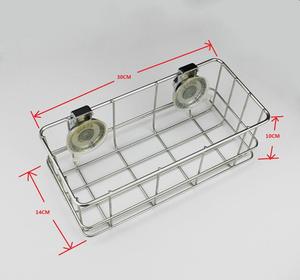 Single Tier <strong>Bathroom</strong> <strong>Accessories</strong> 304 Stainless Steel <strong>Suction</strong> Shower Basket Rectangular Basket Storage Basket - Product Image 5