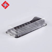Pla Wegwerp Huisdier Zwart Plastic Rechthoekige Verdeeld Dessert Sushi Lade Sushi Doos Met Deksel, Plastic Ronde Transparant Voedsel, fruit